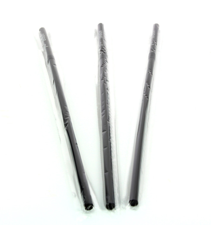 Plastic Straw Flexible PS Film Wrapped Black Ø0,5cm 23cm Plastic Straw Flexible PS Film Wrapped Black Ø0,5cm 23cm
