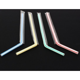 Plastic Straw Flexible PS Film Wrapped Ø0,6cm 23cm (1000 Units)