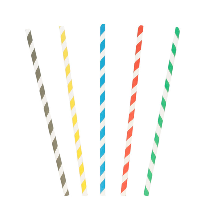 Paper Straw Straight Striped Ø0,6cm 20cm 