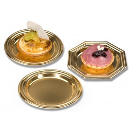 Plastic Tasting Mini Plate PS Dessert Octogonal shape Gold 8 cm (1000 Units)