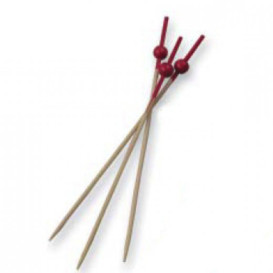 Bamboo Food Pick Red Ball Head Design 9cm (100 Units)  