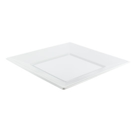 Plastic Plate PS Square shape Flat White 23 cm 