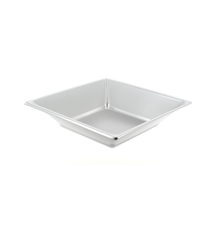 Plastic Plate Deep Square shape Silver 18 cm Plastic Plate Deep Square shape Silver 18 cm