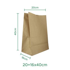 Paper Bag without Handle Kraft 20+16x40cm (500 Units)