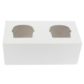 Paper Cupcake Box 2 Slot White 19,5x10x7,5cm 