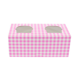 Paper Cupcake Box 2 Slots Pink 19,5x10x7,5cm 