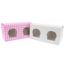 Paper Cupcake Box 2 Slots White 19,5x10x7,5cm (160 Units)