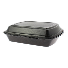 Foam Lunch Box 3 Compartments Black 2,40x2,10x0,70cm (125 Units)  