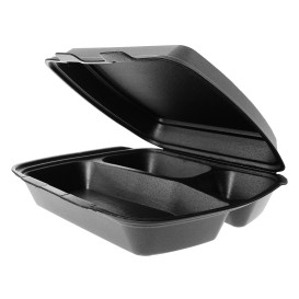 Foam Lunch Box 3 Compartments Black 2,40x2,10x0,70cm 