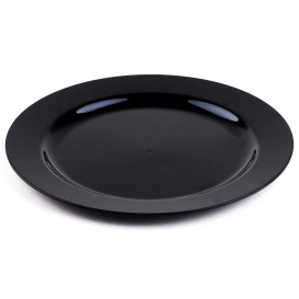 Plastic Plate Extra Rigid Black 23cm 