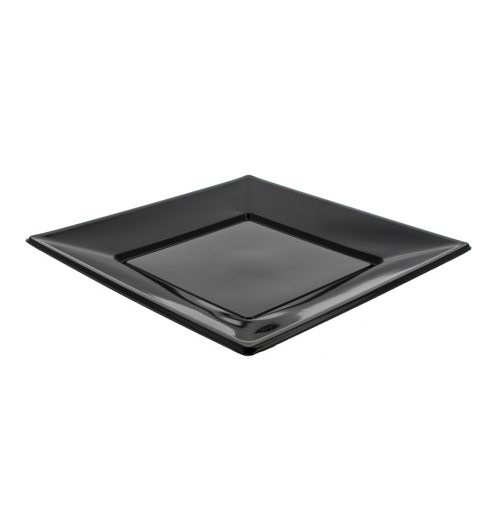 Plastic Plate Flat Square shape Black 23 cm Plastic Plate Flat Square shape Black 23 cm