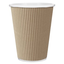 Paper Cup "Ripple Kraft" Brown 12 Oz/360ml Ø8,7cm 