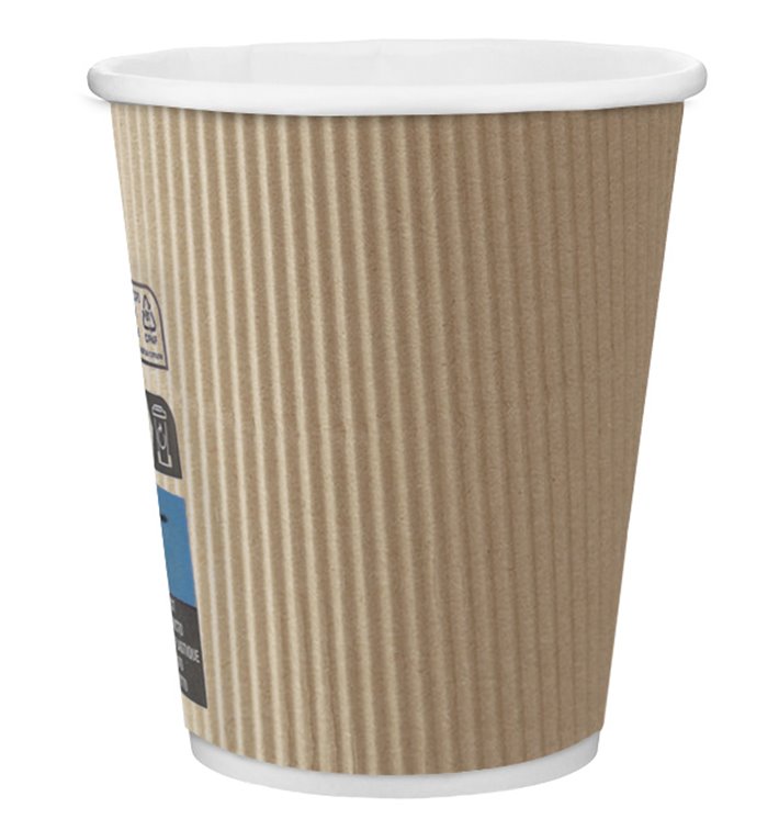 Paper Cup "Ripple Kraft" Brown 8 Oz/250ml Ø8cm (500 Units) Paper Cup "Ripple Kraft" Brown 8 Oz/250ml Ø8cm (500 Units)
