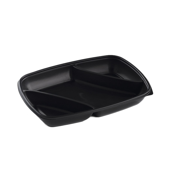 Plastic Deli Container PP 3C Black 975ml 28x20x4cm Plastic Deli Container PP 3C Black 975ml 28x20x4cm