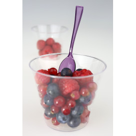 Plastic Spoon Premium Eggplant 16cm (10 Units) 