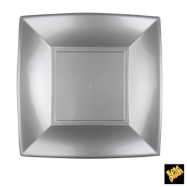 Plastic Plate Flat Grey "Nice" PP 23 cm (25 Units) 