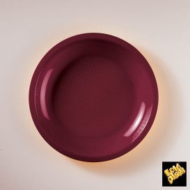 Plastic Plate Flat Burgundy "Round" PP Ø22 cm (600 Units)