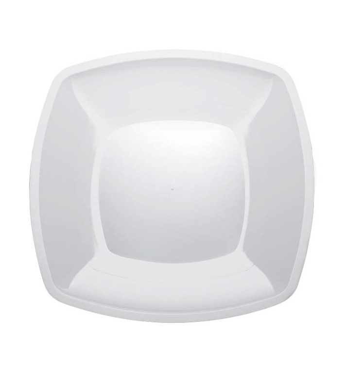 Plastic Plate Flat White Square shape PS 30 cm (12 Units) Plastic Plate Flat White Square shape PS 30 cm (12 Units)