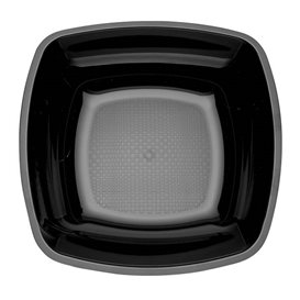 Plastic Plate Deep Black Square shape PS 18 cm (300 Units)