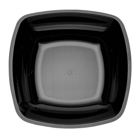 Plastic Plate Deep Black Square shape PS 18 cm (300 Units)