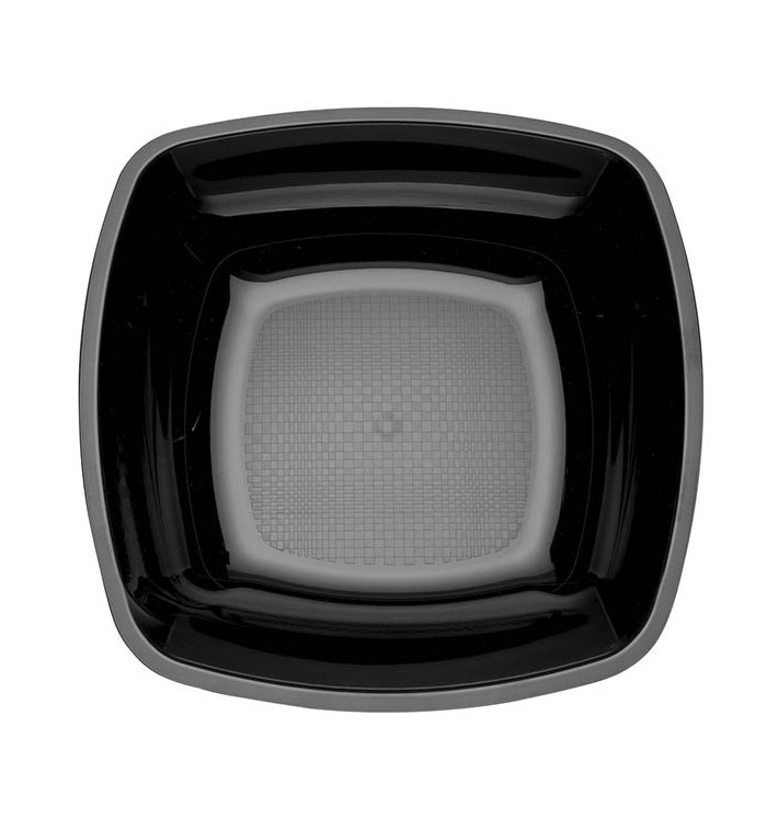 Plastic Plate Deep Black Square shape PS 18 cm (300 Units) Plastic Plate Deep Black Square shape PS 18 cm (300 Units)
