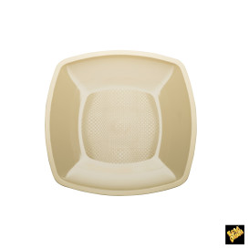 Plastic Plate Flat Cream Square shape PP 23 cm (25 Units) 