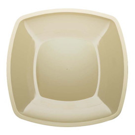 Plastic Plate Flat Cream Square shape PS 30 cm (12 Units) 