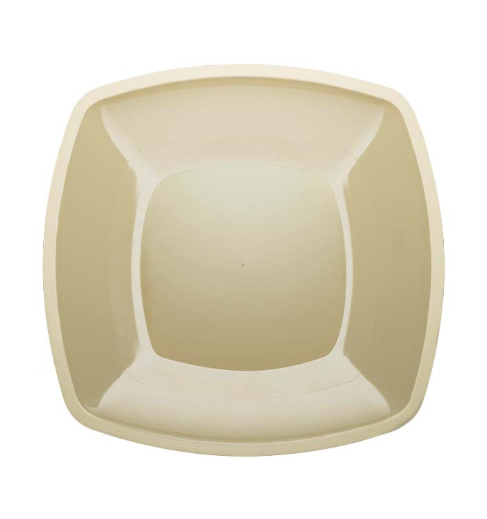 Plastic Plate Flat Cream Square shape PS 30 cm (12 Units) Plastic Plate Flat Cream Square shape PS 30 cm (12 Units)