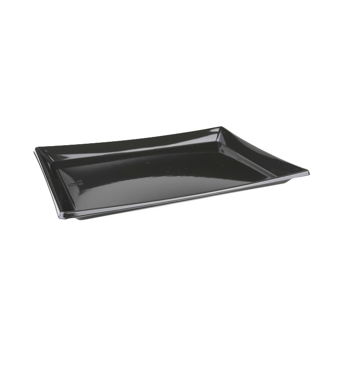 Plastic Platter Rectangular Shape Black 16x22cm (50 Units) Plastic Platter Rectangular Shape Black 16x22cm (50 Units)