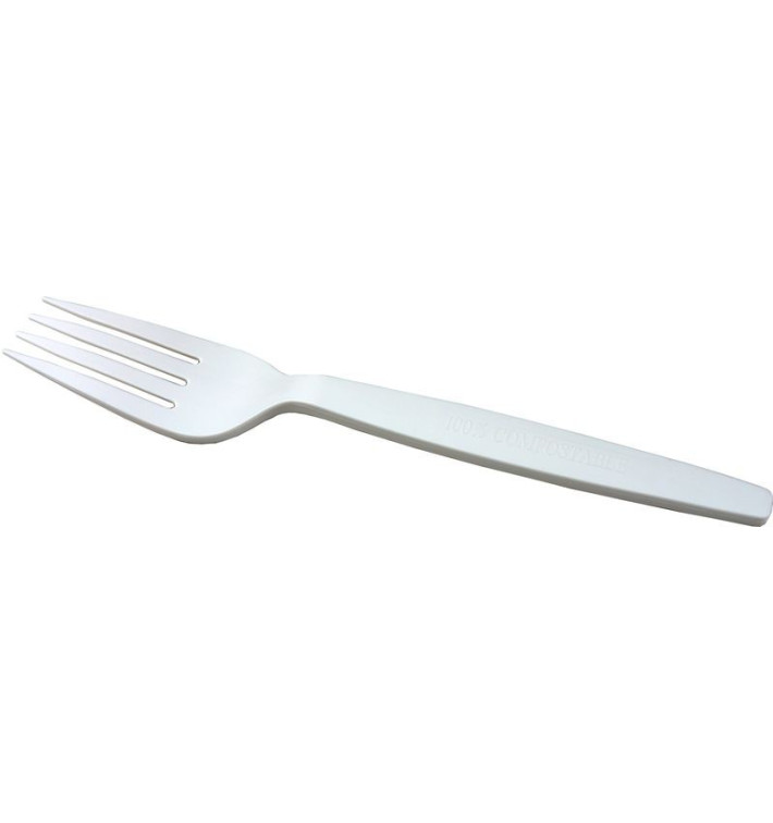 Cornstarch Fork PLA Biodegradable White 16cm (50 Units) Cornstarch Fork PLA Biodegradable White 16cm (50 Units)