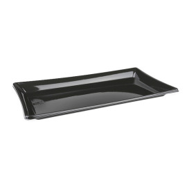 Plastic Platter Rectangular Shape Black 12x22cm (300 Uds)