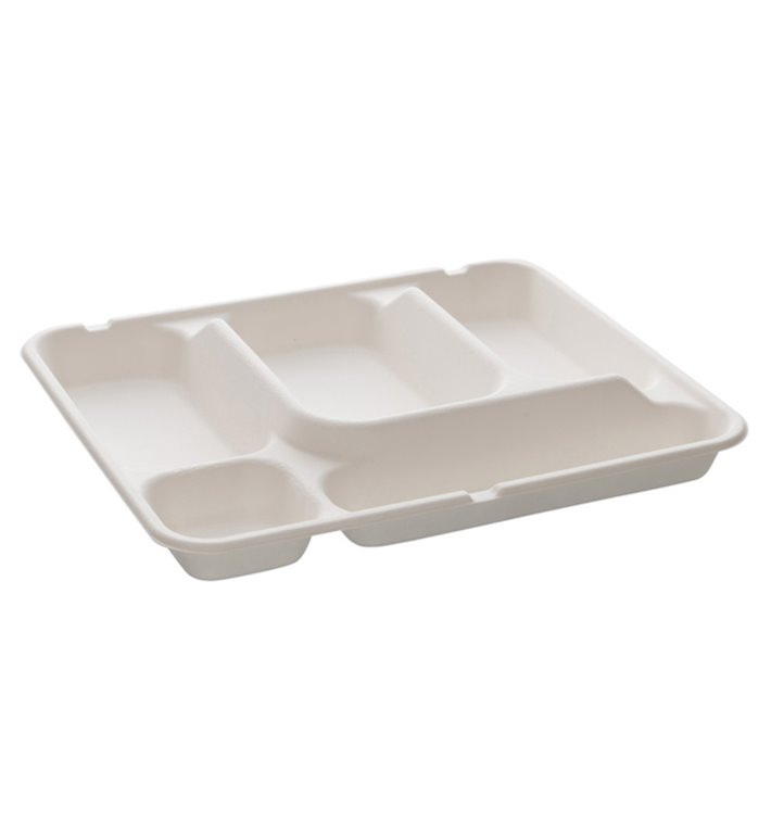 Sugarcane Tray 5 Compartments 30x24x4cm (200 Units) Sugarcane Tray 5 Compartments 30x24x4cm (200 Units)