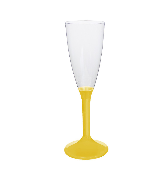 Plastic Stemmed Flute Sparkling Wine Yellow 120ml 2P (40 Units)