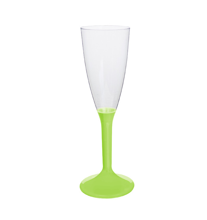 Plastic Stemmed Flute Sparkling Wine Lime Green 120ml 2P (200 Units)