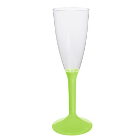 Plastic Stemmed Flute Sparkling Wine Lime Green 120ml 2P (40 Units)