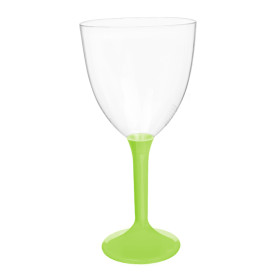 Plastic Stemmed Glass Wine Lime Green Removable Stem 300ml (40 Units)