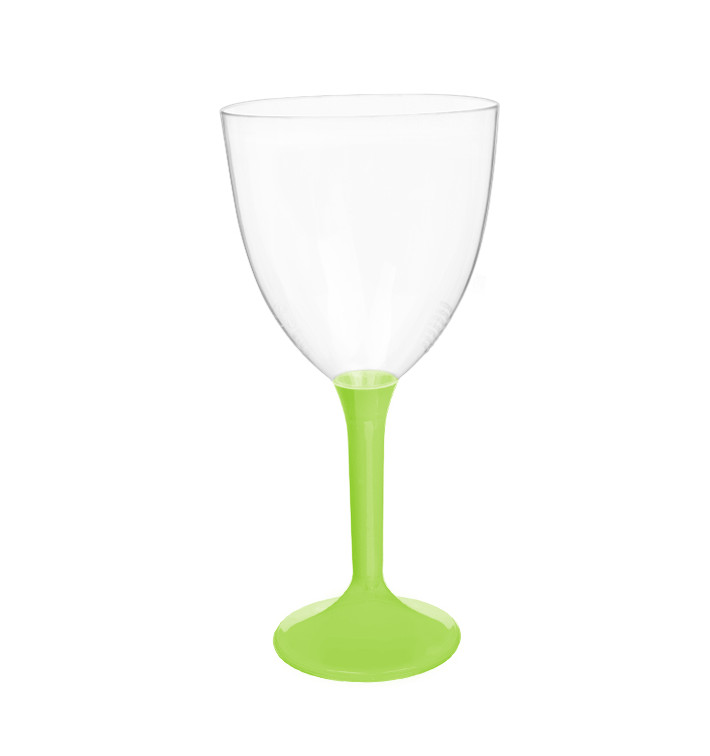 Plastic Stemmed Glass Wine Lime Green Removable Stem 300ml (200 Units)