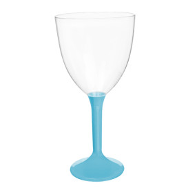 Plastic Stemmed Glass Wine Turquoise Removable Stem 300ml (40 Units)