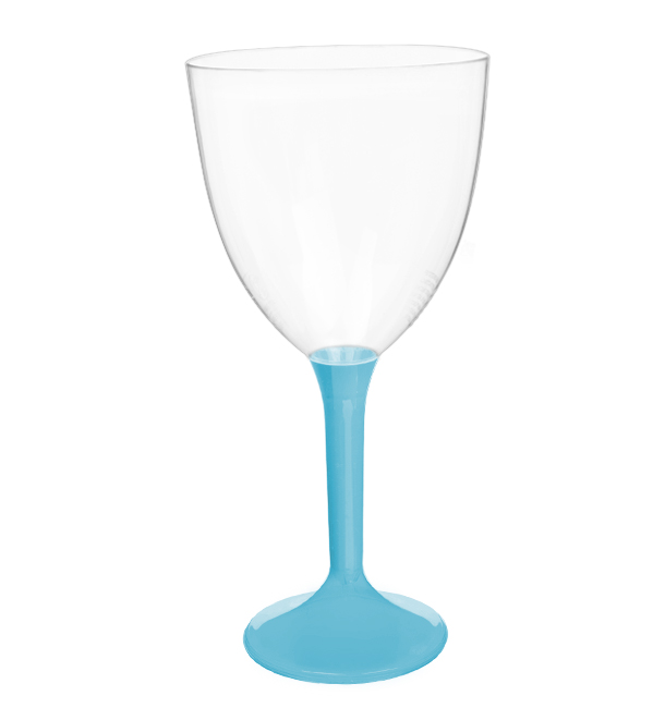 Plastic Stemmed Glass Wine Turquoise Removable Stem 300ml (40 Units)