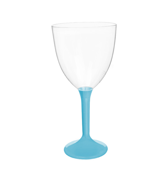 Plastic Stemmed Glass Wine Turquoise Removable Stem 300ml (40 Units)