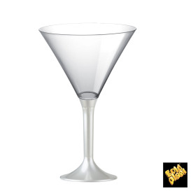 Plastic Stemmed Glass Cocktail White Pearl 185ml 2P (40 Units)