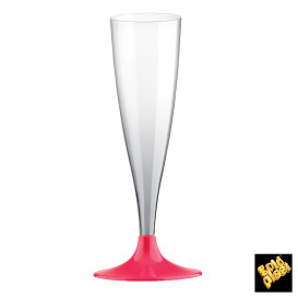 Plastic Stemmed Flute Sparkling Wine Fuchsia 140ml 2P (20 Units)