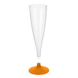 Plastic Stemmed Flute Sparkling Wine Orange Clear 140ml 2P (400 Units)