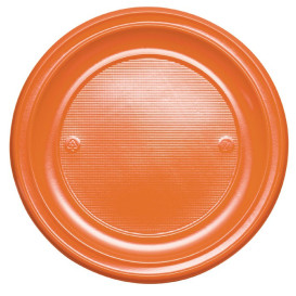 Plastic Plate PS Flat Orange Ø22 cm (30 Units) 