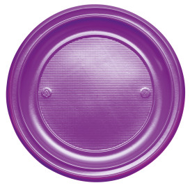 Plastic Plate PS Flat Violet Ø22 cm (30 Units) 