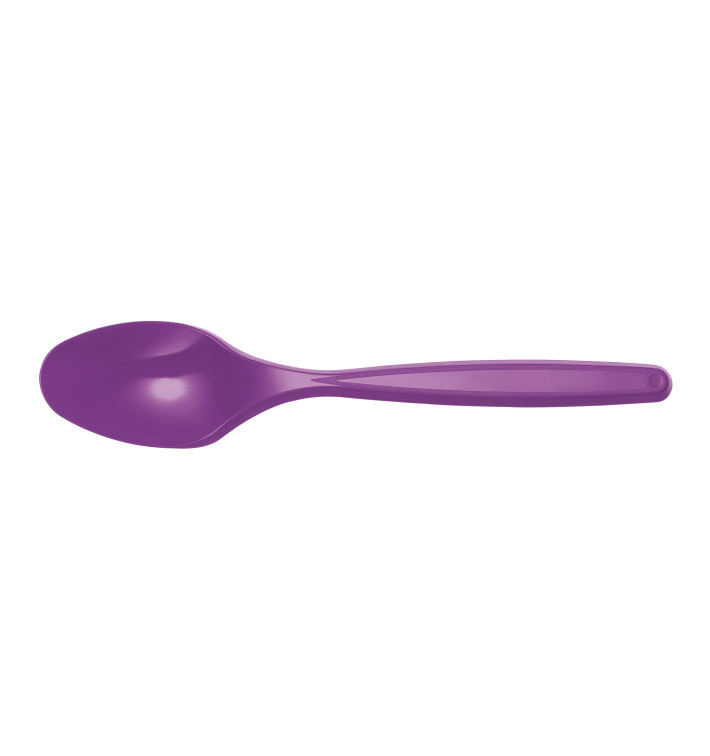 Plastic Teaspoon PS PS Violet 12cm (40 Units) Plastic Teaspoon PS PS Violet 12cm (40 Units)