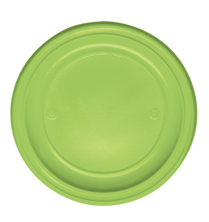 Plastic Plate PS Flat Lime Green Ø22 cm (30 Units) 