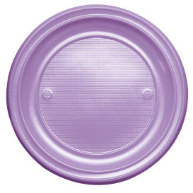 Plastic Plate PS Flat Lilac Ø22 cm (30 Units) 