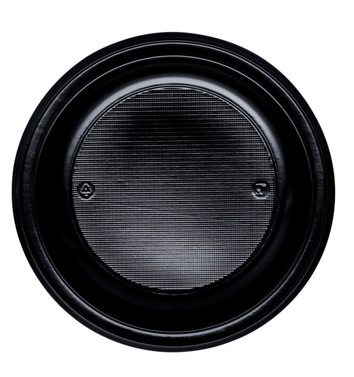 Plastic Plate PS Flat Black Ø22 cm (30 Units) Plastic Plate PS Flat Black Ø22 cm (30 Units)