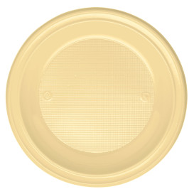 Plastic Plate PS Deep Cream Ø22 cm (600 Units)